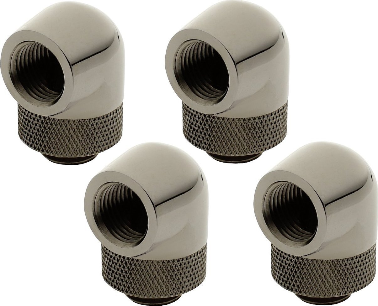 XSPC XSPC Adapter 90 Grad G1/4 Zoll AG auf G1/4 Zoll IG - drehbar, schwarz chrome, 4er-Pack