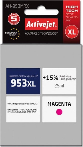 Tusz Activejet Tusz Activejet AH-953MRX (zamiennik HP 953XL F6U17AE Premium 25 ml czerwony)