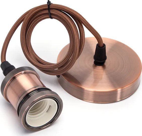 Aigostar Oprawka żarówki E27 z metalu z przewodem 2x0.75mm 1 m czerwony Oprawka żarówki E27 z metalu z przewodem 2x0.75mm 1 m czerwony