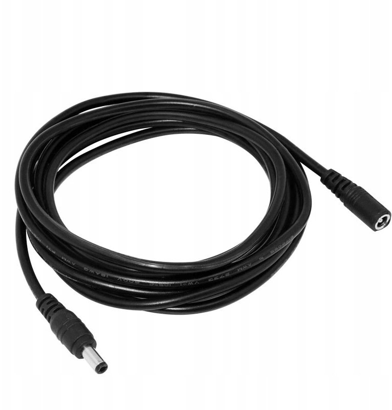 PRZEDŁUŻACZ 5m ZASILANIA KABEL ZASILAJĄCY DO KAMER I LAMP PRZEWÓD DC 5,5mm