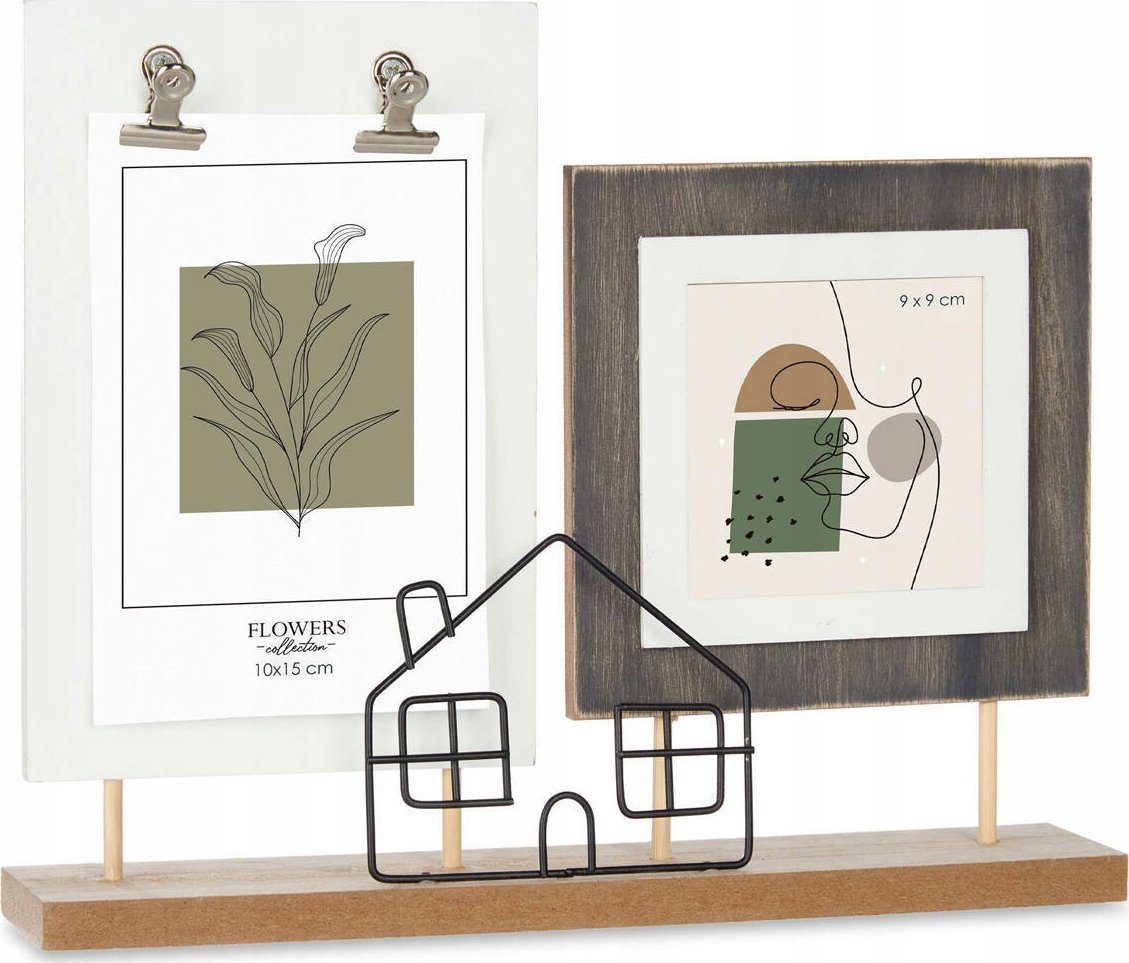 Ramka Gift Decor Ramka na 2 zdjęcia domek, stojąca, metal i MDF