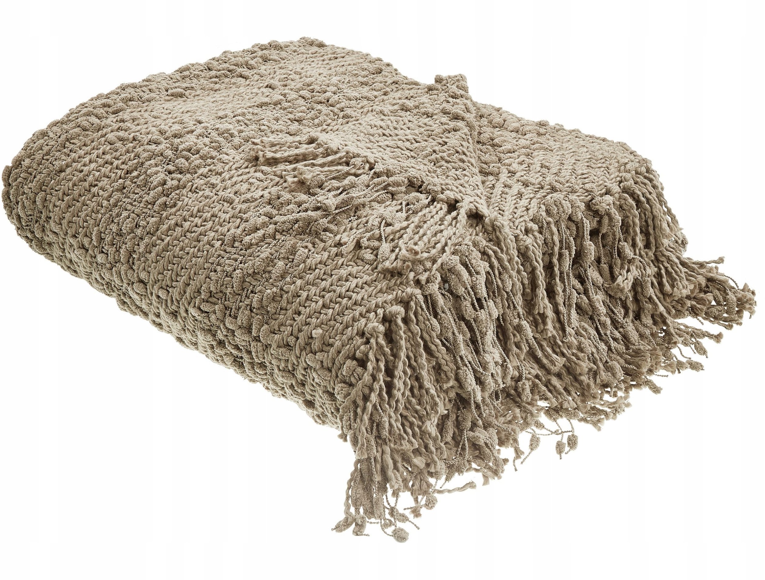 Beliani Koc VELLA Bawełna 200 x 220 cm Beżowoszary