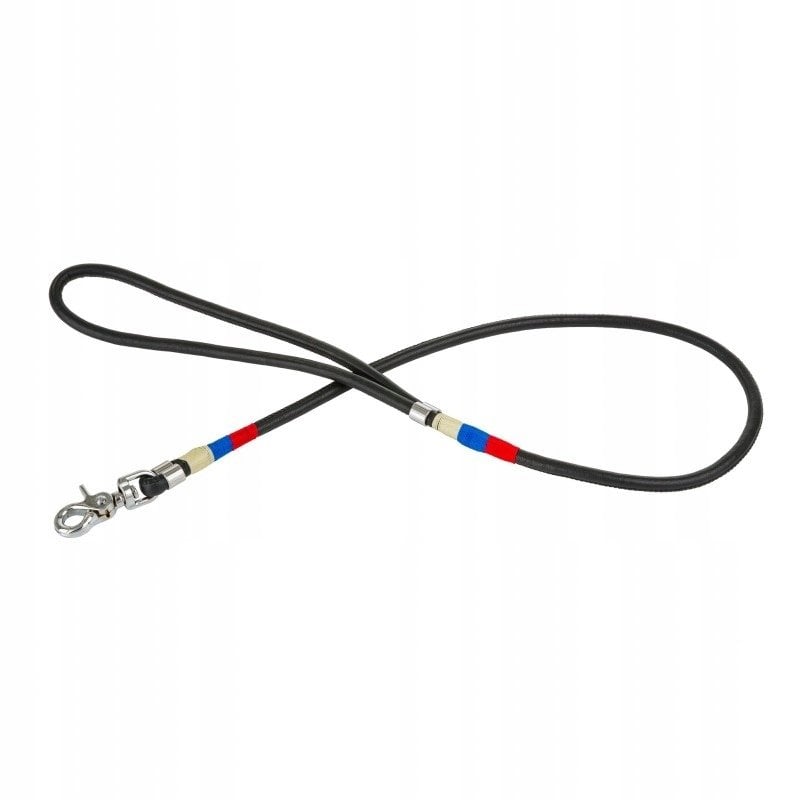 Smycz linowa, 6 mm/100 cm, czarny, wstawki niebieskie/czerwone