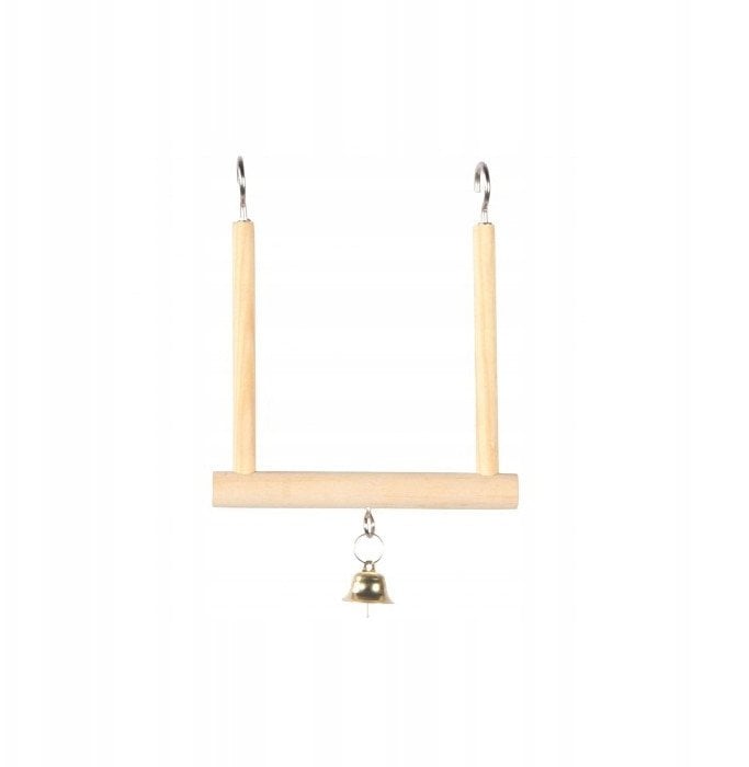 Hu�tawka, dla ptak�w, drewniana, z dzwonkiem 12,5x15x13,5 cm