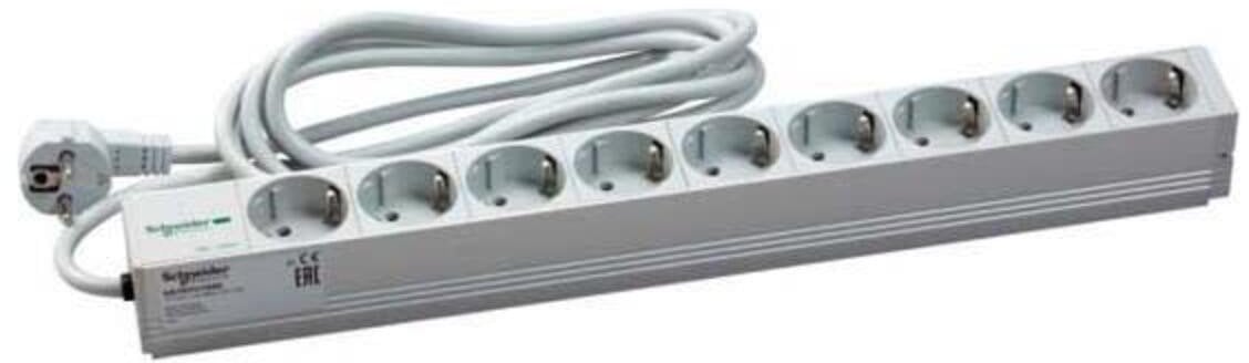 SCHNEIDER ELECTRIC ACTASSI 1U PDU POWER DISTRIBUTION RAIL - 9 SCHUKO SOCKETS 19P VDE