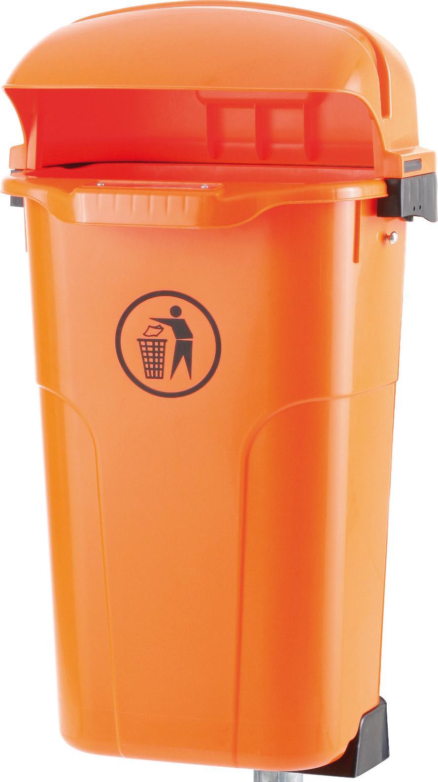 Europlast Austria Kosz kubeł uliczny miejski na słupek lub ścianę URBAN BIN 50L - pomarańczowy Kosz kubeł uliczny miejski na słupek lub ścianę URBAN B