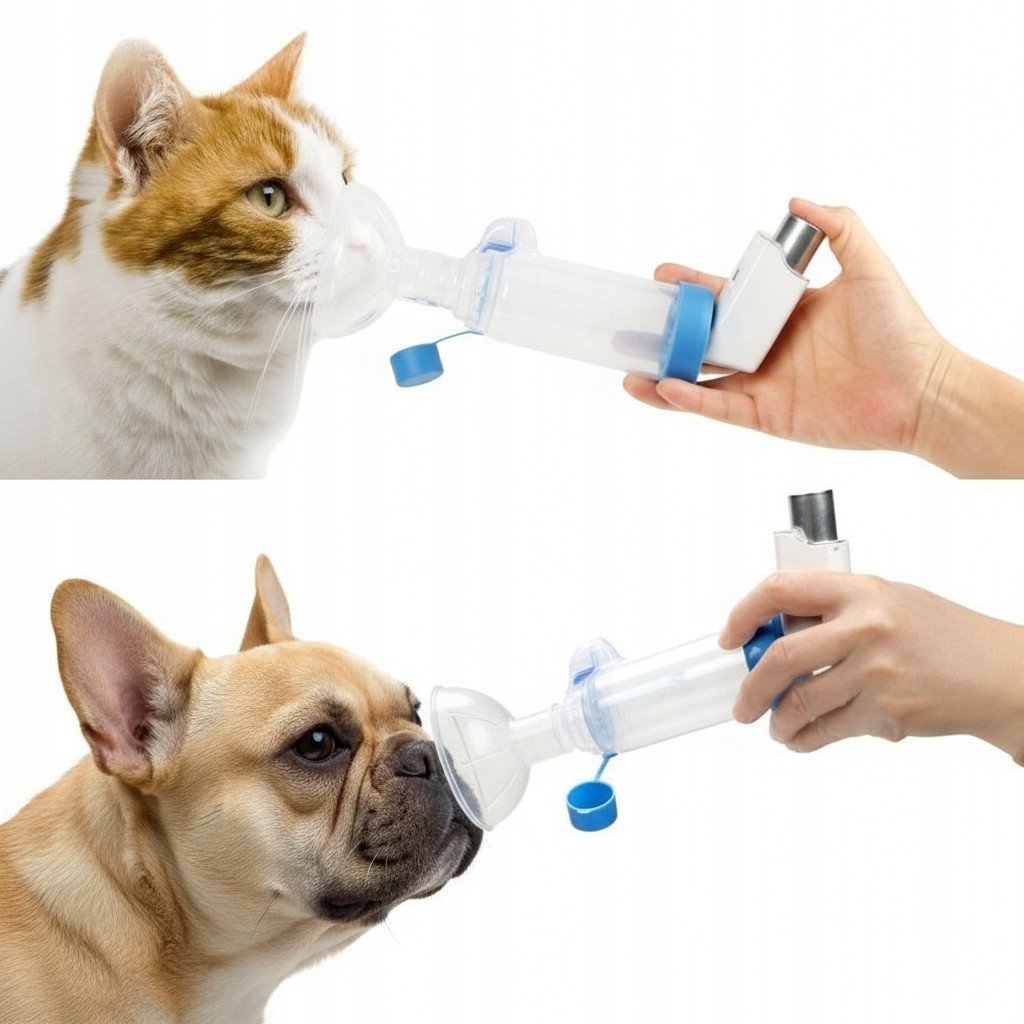 Komora inhalacyjna aerozolowa inhalator dla psa i kota 2 maski silikonowe