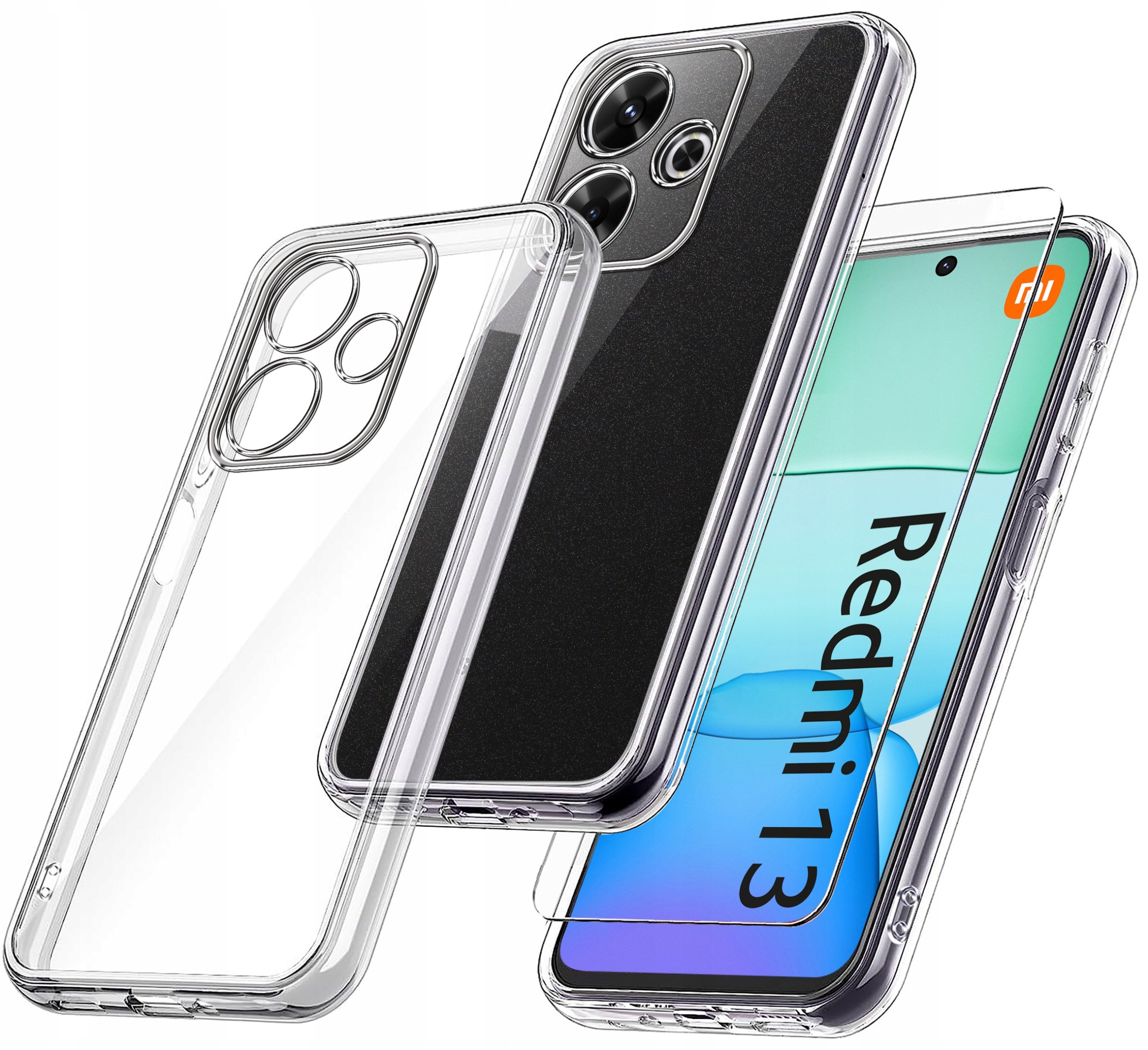 Etui do Xiaomi Redmi 13 4G WZMACNIANE 360 CLEAR + Szkło 9H
