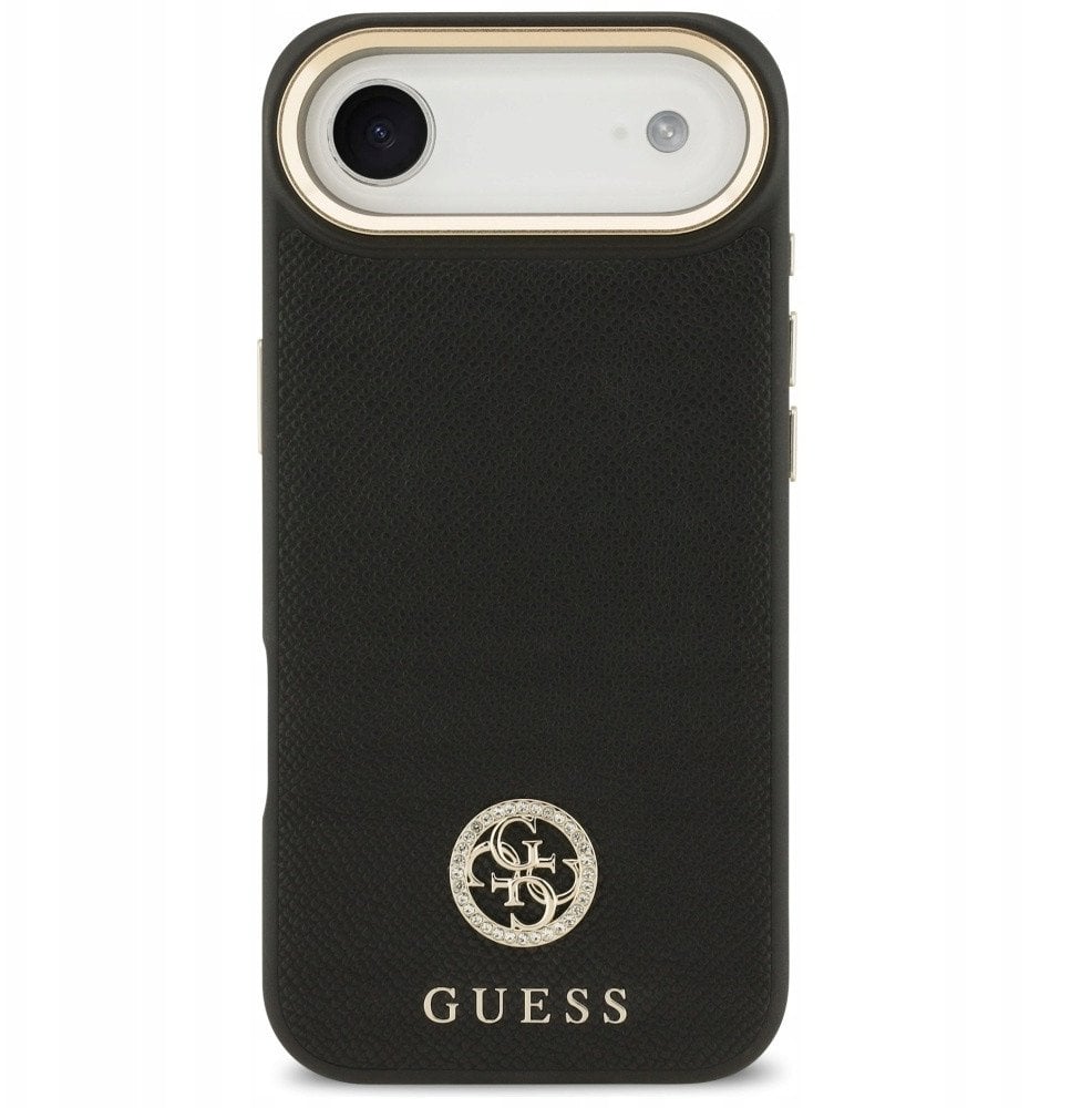 Guess Etui Grained Strass Logo MagSafe do iPhone Air czarny