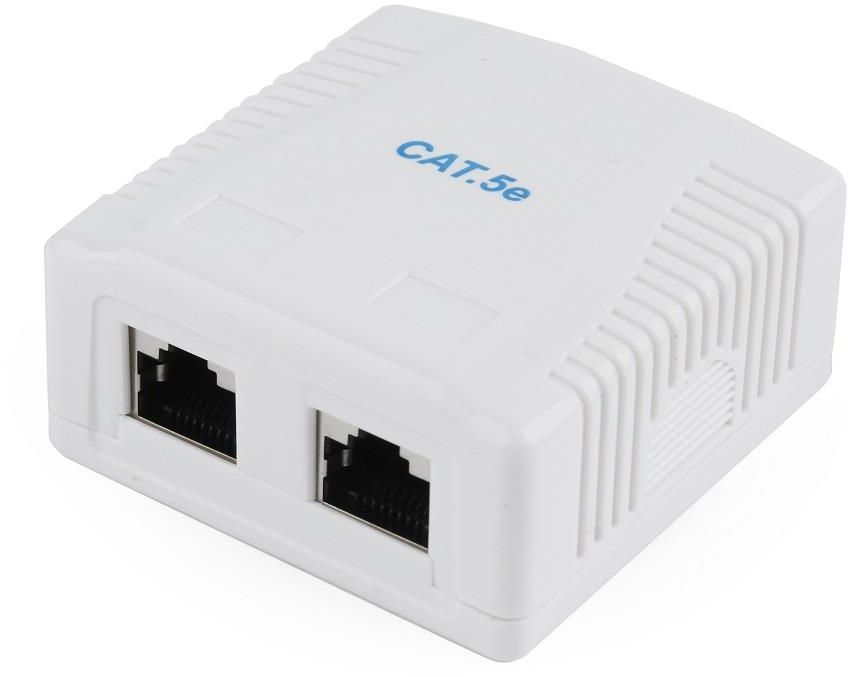 Gembird Gniazdo natynkowe ekranowane 2xRJ45, kat. 5e, kompletne białe (NCAC-2F5E-01)