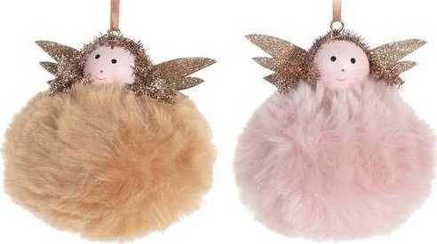 Koopman Zawieszka świąteczna na choinkę anioł pluszowy 8 cm