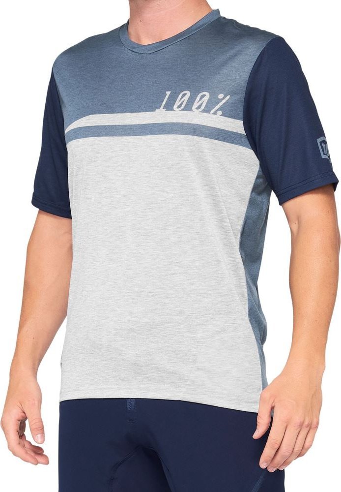 100% Koszulka męska 100% AIRMATIC Jersey krótki rękaw steel blue grey roz. L (NEW 2021)