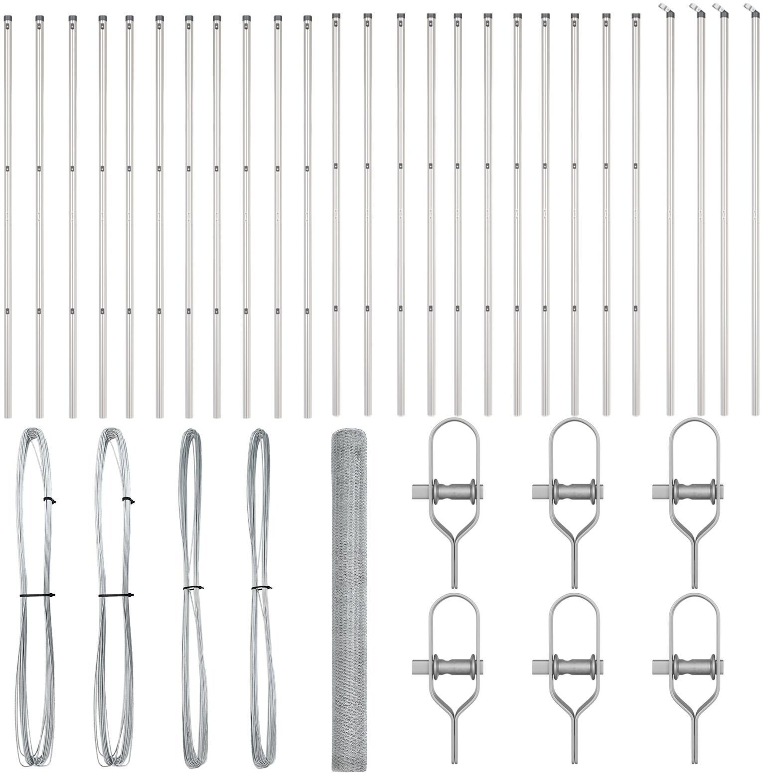 Ogrodzenie hexagonalne vidaXL 1.5x50 m stal ocynkowana, Słupki ogrodzeniowe vidaXL 13 szt. 32 mm 200 cm stal ocynkowana