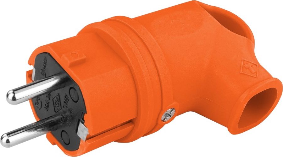 TP Electric Wtyczka gumowa kątowa 16A 230V pomarańczowa Schuko 8956