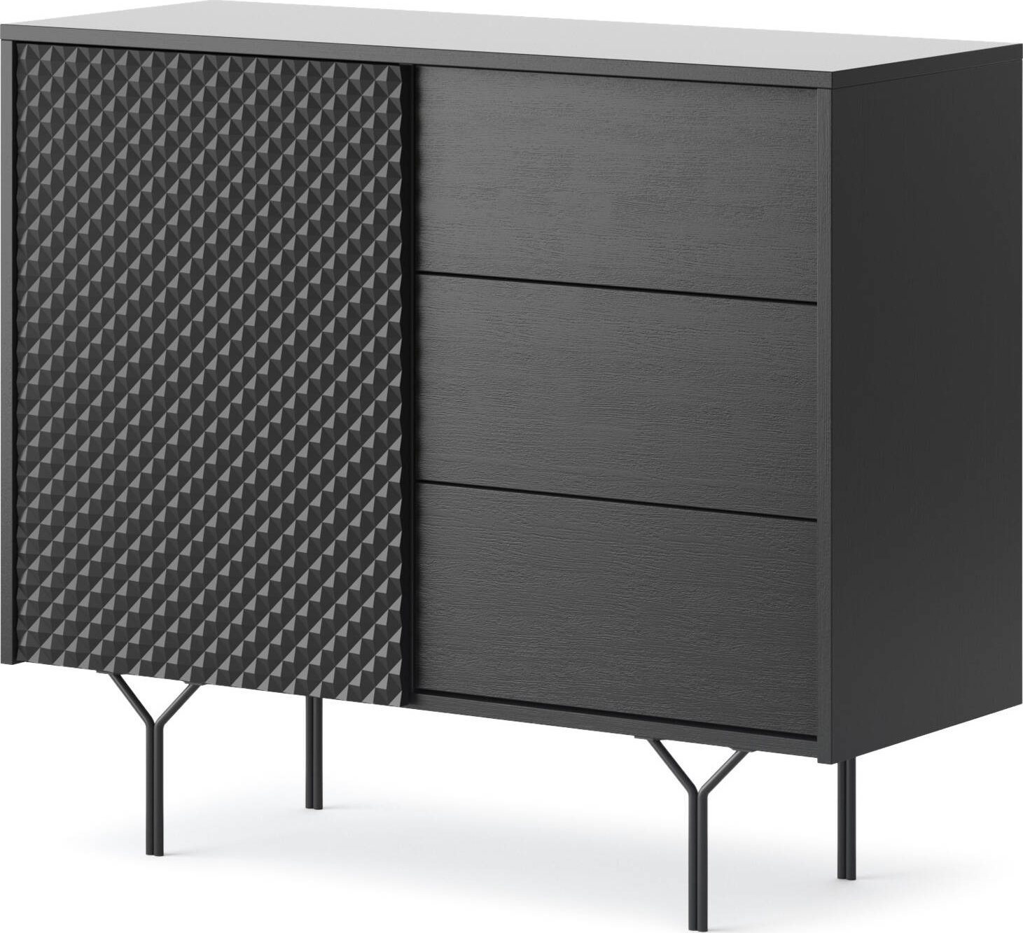 Ravio Komoda East KSZ97 z trzema szufladami i drzwiczkami