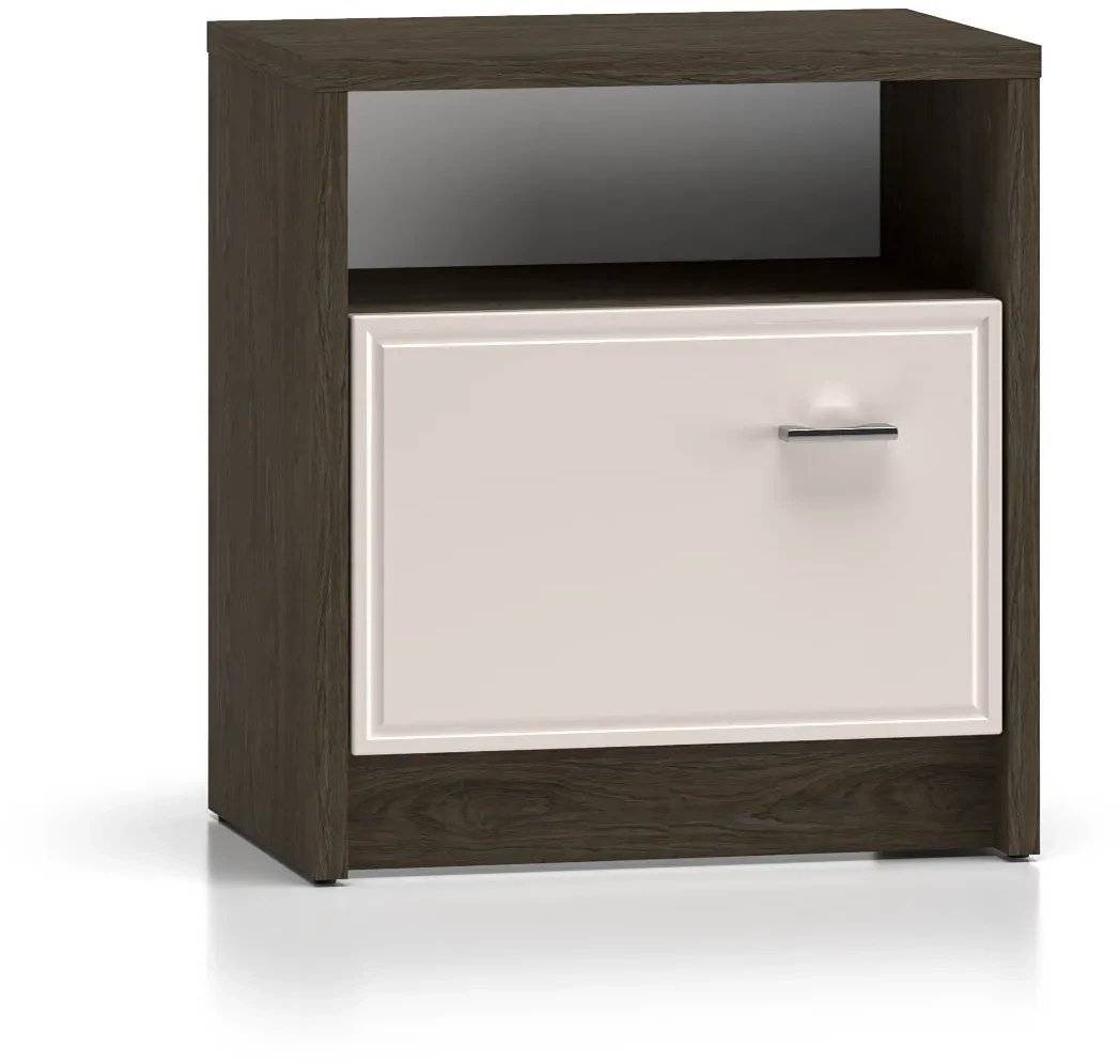 Szafka nocna ALMA 1D dąb windmill/kaszmirowa połysk ML MEBLE