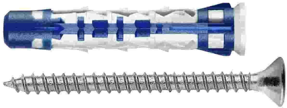 NYLON PLUG WIT SCR 6X35 BLUEFIX/VA 15PCS