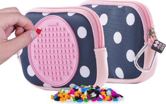 PIXIE Saszetka na Suwak, Kosmetyczka, PIXIE CREW, Kropki, Różowy Panel