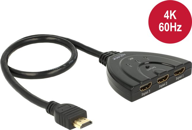 Delock Switch 3x wejście HDMI > 1x wyjście HDMI (18600)