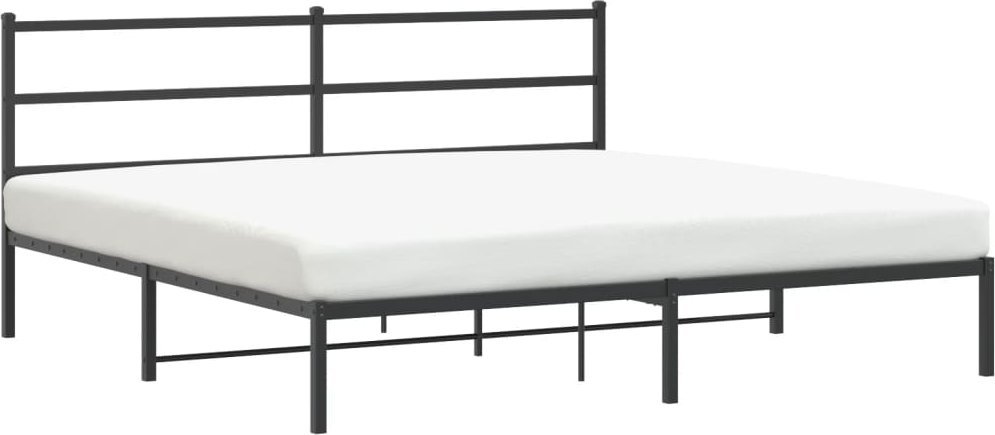 Metalowa rama łóżka z wezgłowiem, czarna, 180x200 cm
