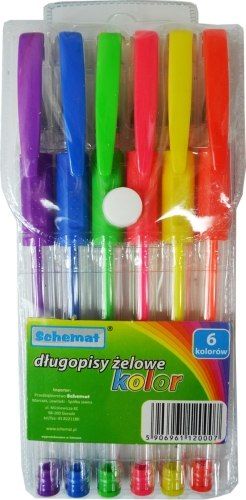 SCHEMAT Długopisy żelowe kolor 6 kol. 0007 Schemat