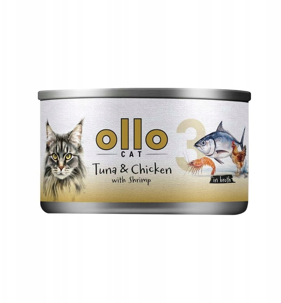 Ollo nr 3 puszka kot Tuńczyk Kurczak Krewetka