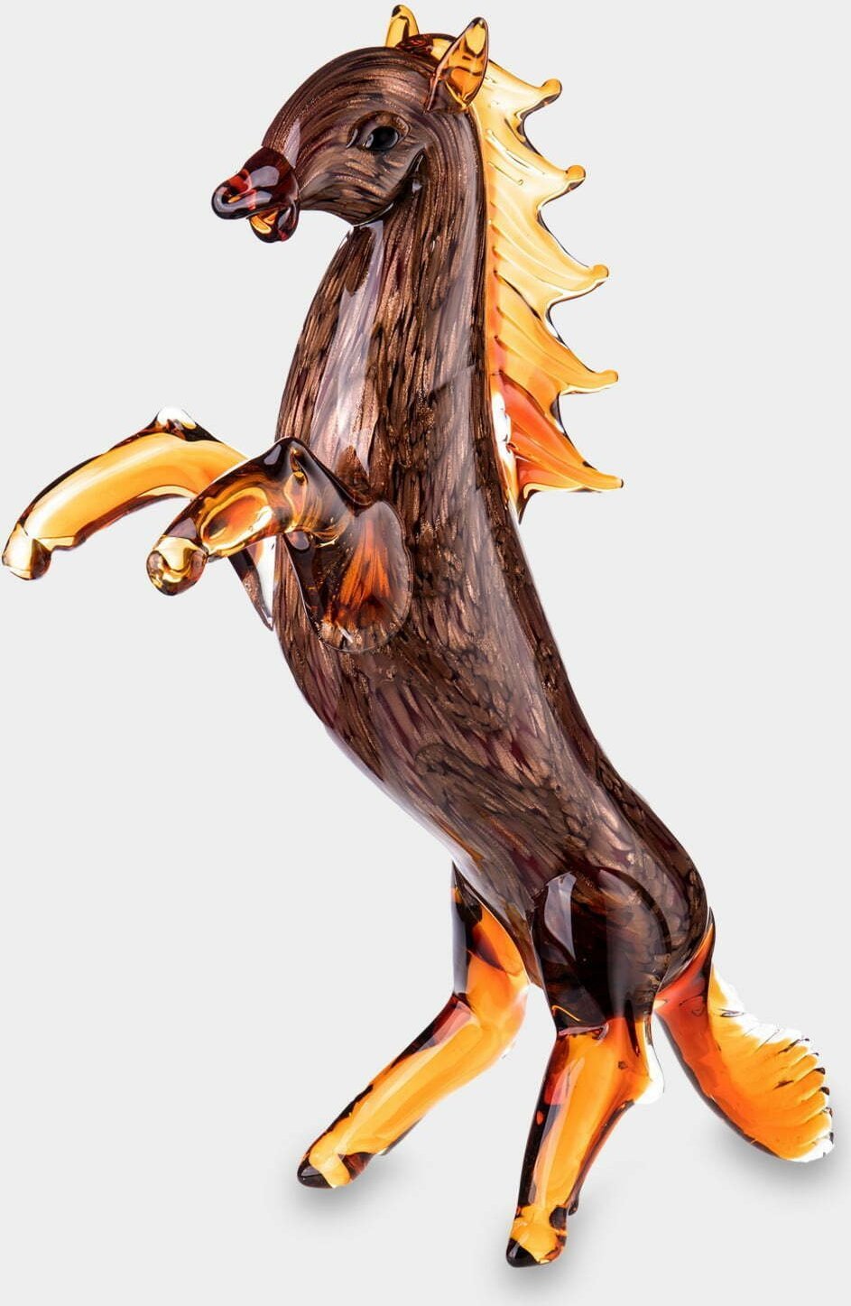rzezbyzbrazu Duża Figura Szklana w Stylu Murano Koń Stojący Dęba