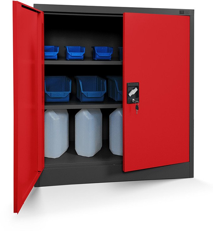 Niedriger Schrank BEATA, 900 x 930 x 400 mm, anthrazit-rot