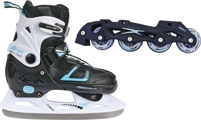 Rolki Allright Łyżworolki 2w1 Rolki+Łyżwy hokejowe Max Power biało-czarne 33-36