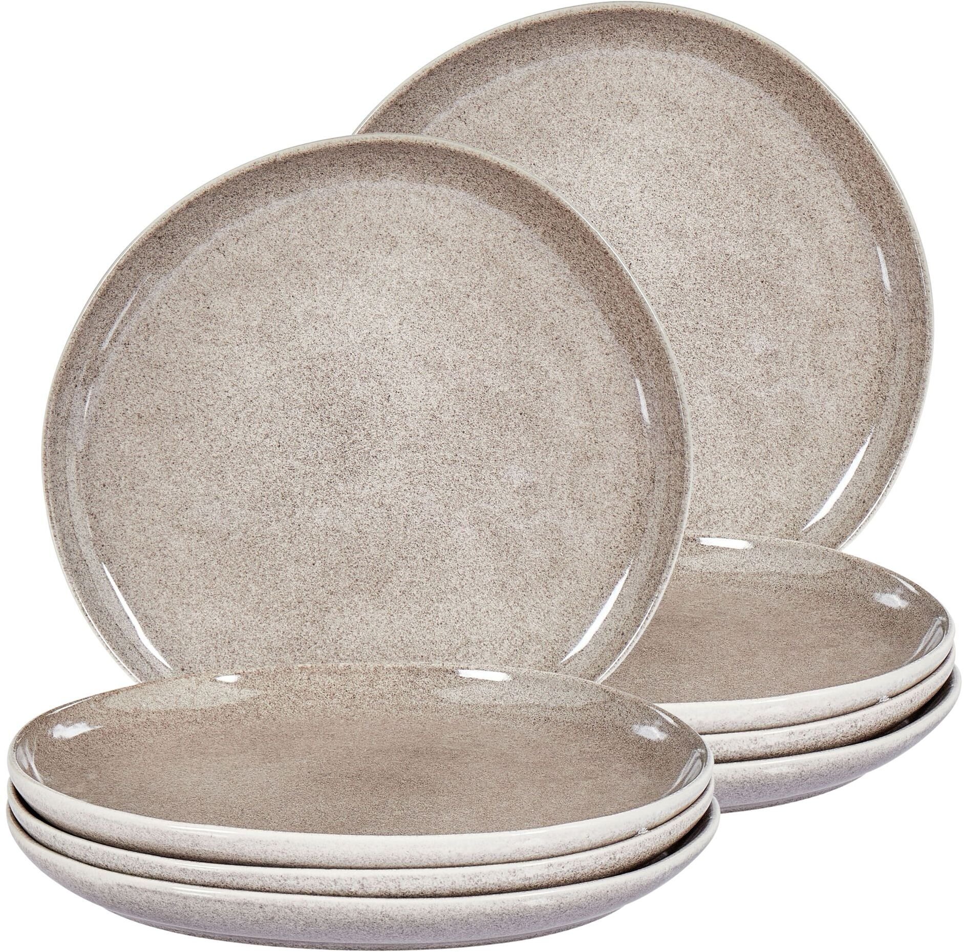 Beliani Zestaw 8 dużych talerzy COSTMARY szary kamionkowy