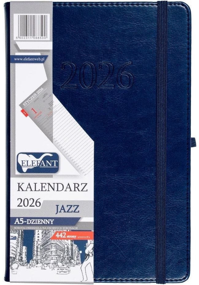 Kalendarz 2026 A5 dzienny Jazz granatowy