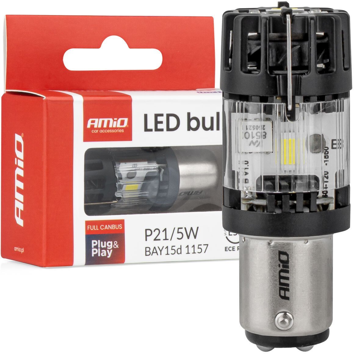 Żarówka led lumitec bay15d p21/5w 12v full canbus biała amio-04689