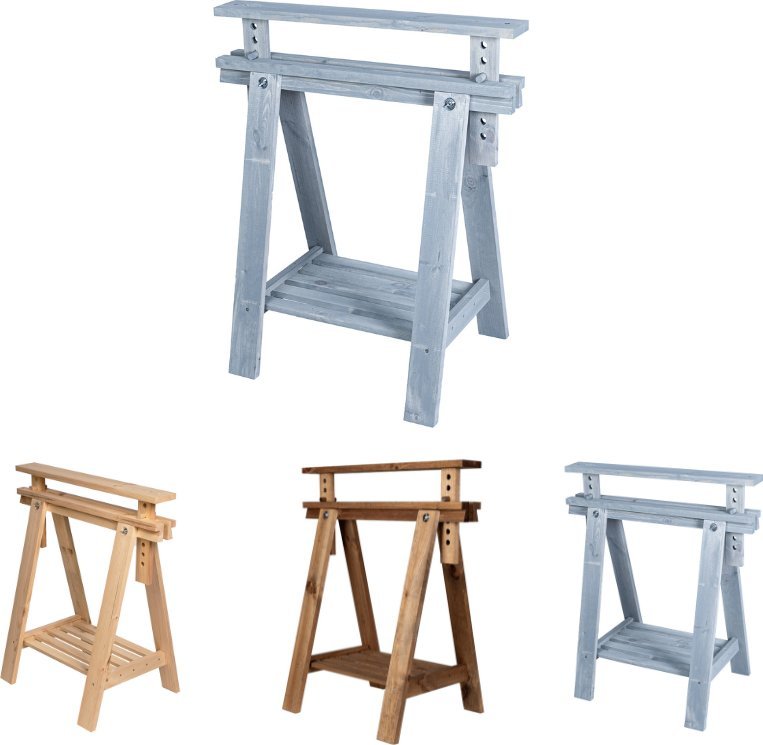 Wamar-Sosenka Regulowany koziołek do cięcia drewna podblatowy kobyłka Szary Drewno sosnowe