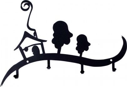 Intesi Wieszak ścienny Domek czarny