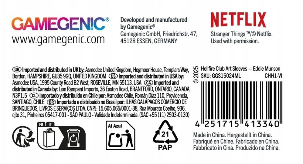 Gamegenic Stranger Things - Hellfire Club Art Sleeves - Eddie Munson