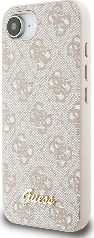 Etui Guess 4G Script Logo MagSafe do iPhone 16e różowy