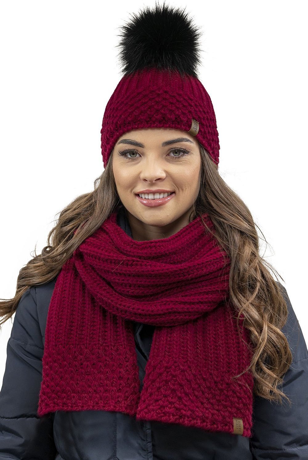 Vivisence Vivisence 7016Kmpl bordowy UNI Komplet czapka+szalik