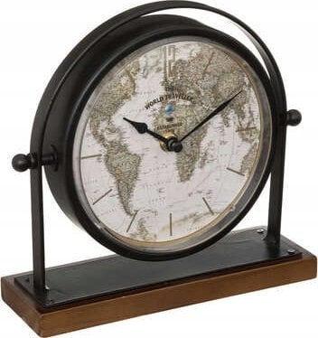 Atmosphera Zegarek retro na komodę Flavia, tarcza z mapą świata, wys. 20 cm
