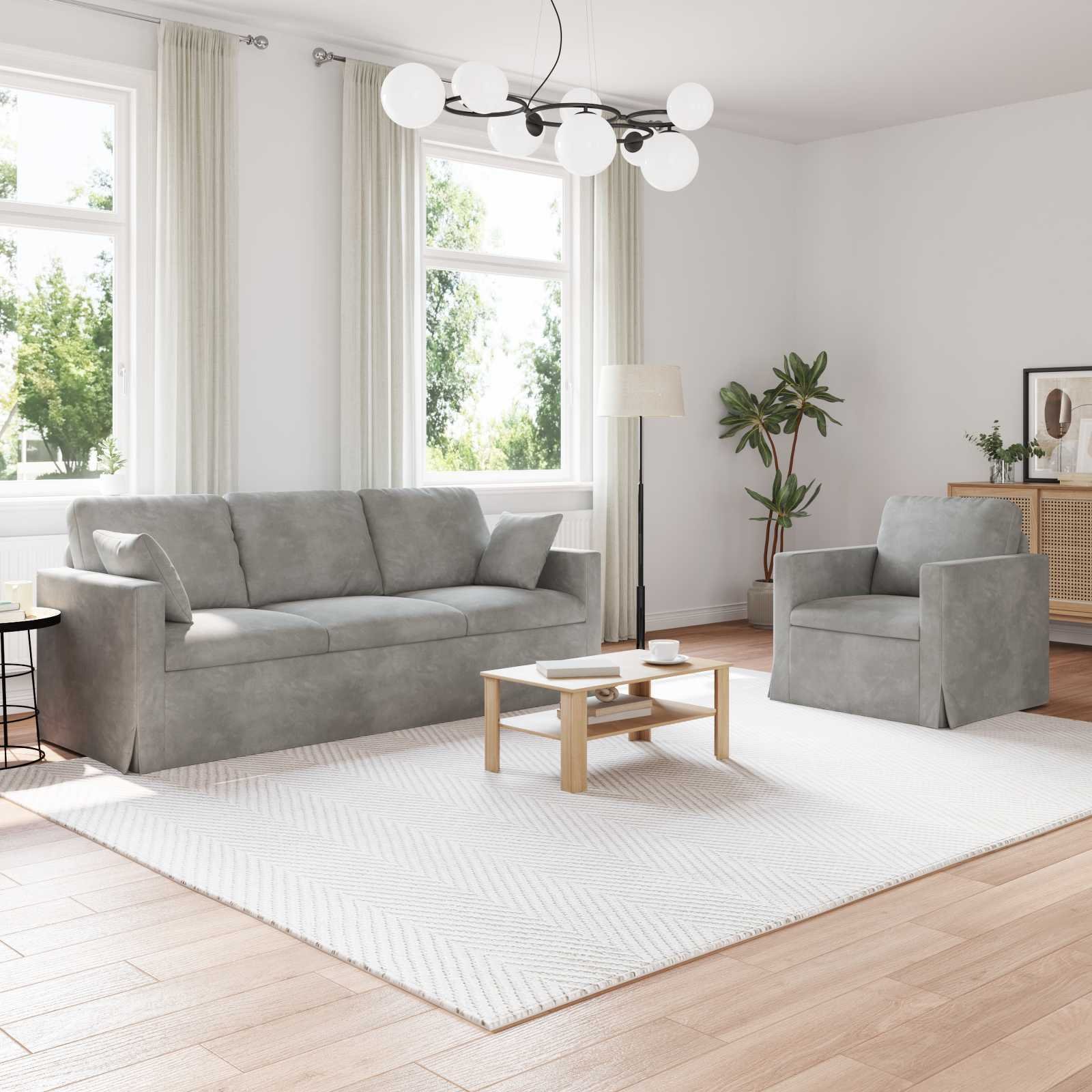 vidaXL Sofa 2 pcs Jasnoszary