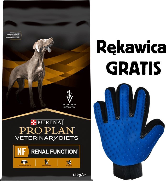Purina Pro Plan PRO PLAN Veterinary Diets NF Renal Function Karma sucha dla psa 12kg + Rękawica do czesania GRATIS!