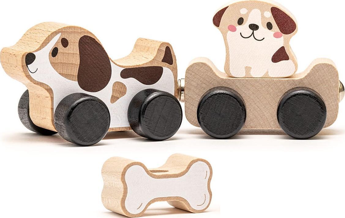 Cubika Drewniany pociąg z magnesami Mądry szczeniaczek Cubika