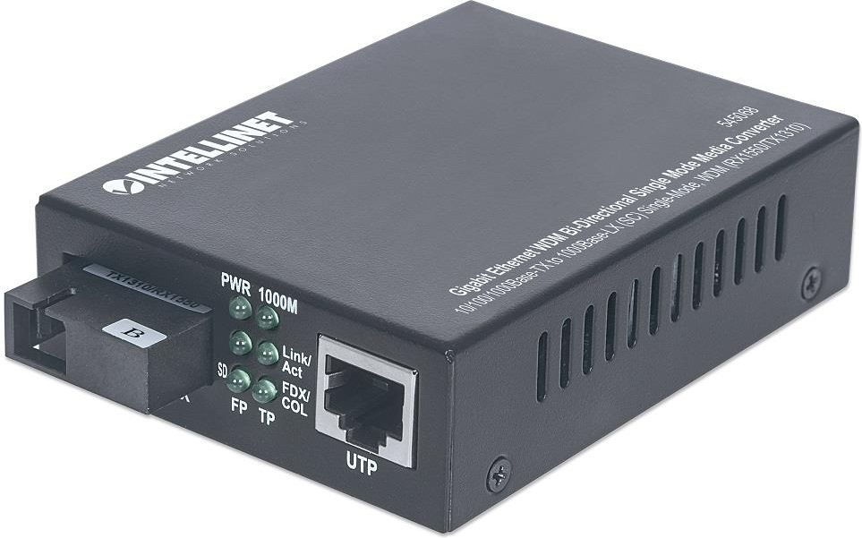 Konwerter światłowodowy Intellinet Network Solutions MEDIA 100/1000BASE-T RJ45/1000BASE-SX SM SC WDM (545068)