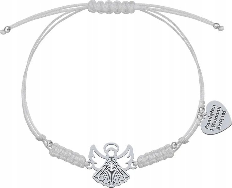 Radziszewska Jewellery Bransoletka z Aniołkiem srebro sznurek GRAWER GRATIS