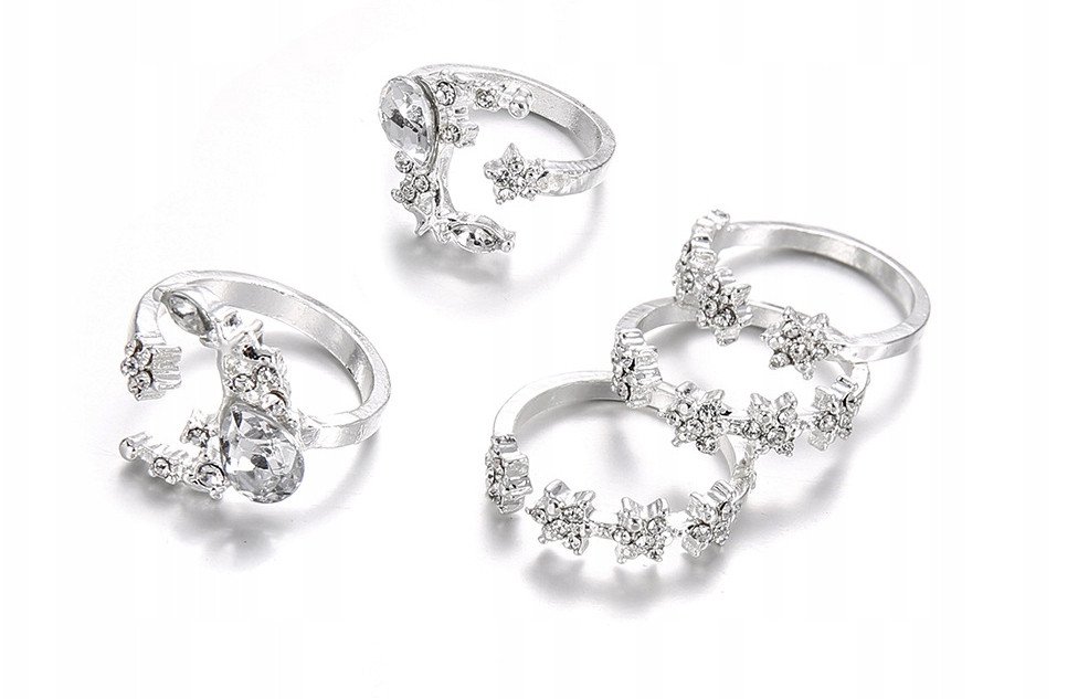 Srebrny ZESTAW PIERŚCIONKÓW RETRO PUNK BOHO 69