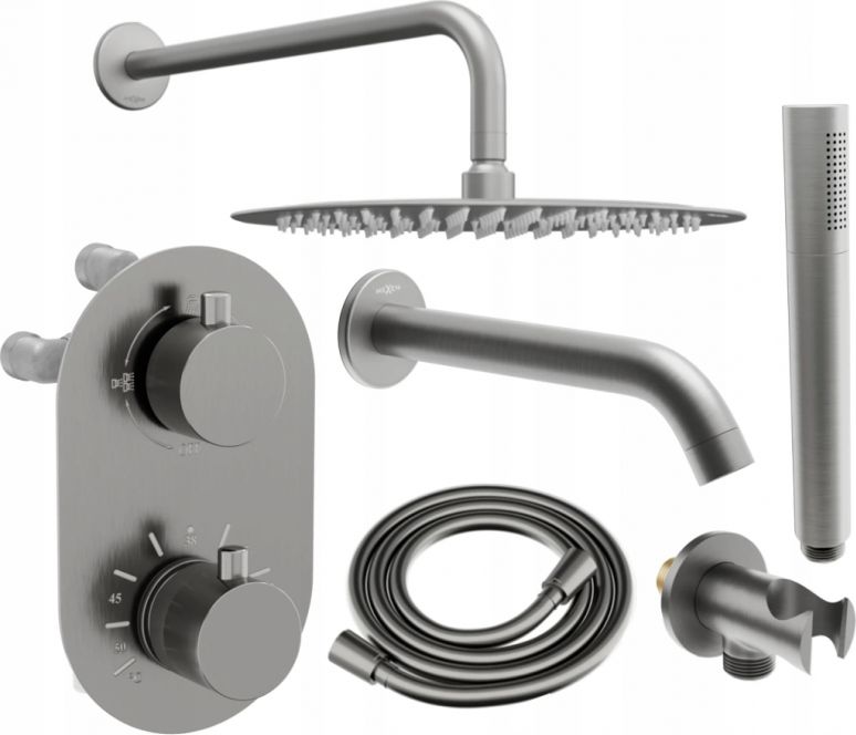 Zestaw prysznicowy Mexen Mexen Kai DR70 zestaw wannowo-prysznicowy podtynkowy z deszczownicą 30 cm, grafit - 77602DR70301-66