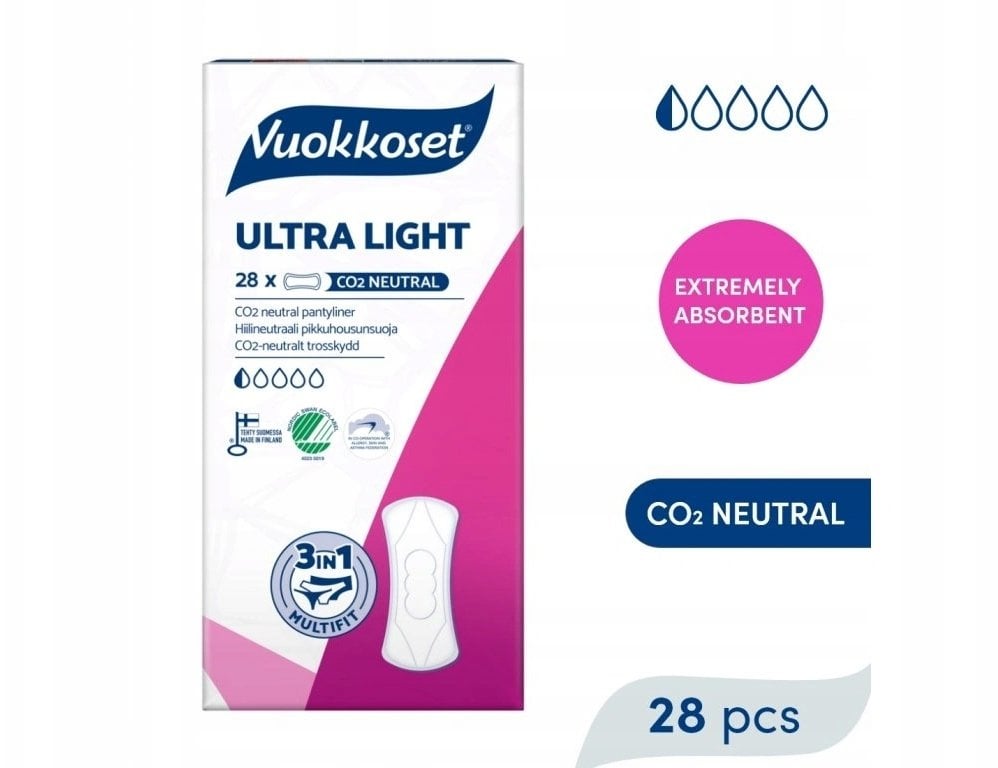 Vuokkoset ULTRA LIGHT Cienkie wkładki higieniczne, 28 szt.