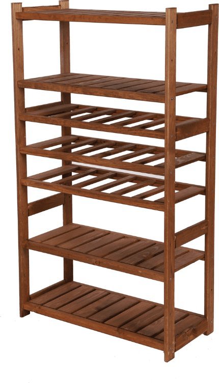 Wamar-Sosenka Regał drewniany do spiżarni LSR P4W3S0 Brązowy Półki proste 4 szt, Półki na wino 3 szt, Drewno sosnowe