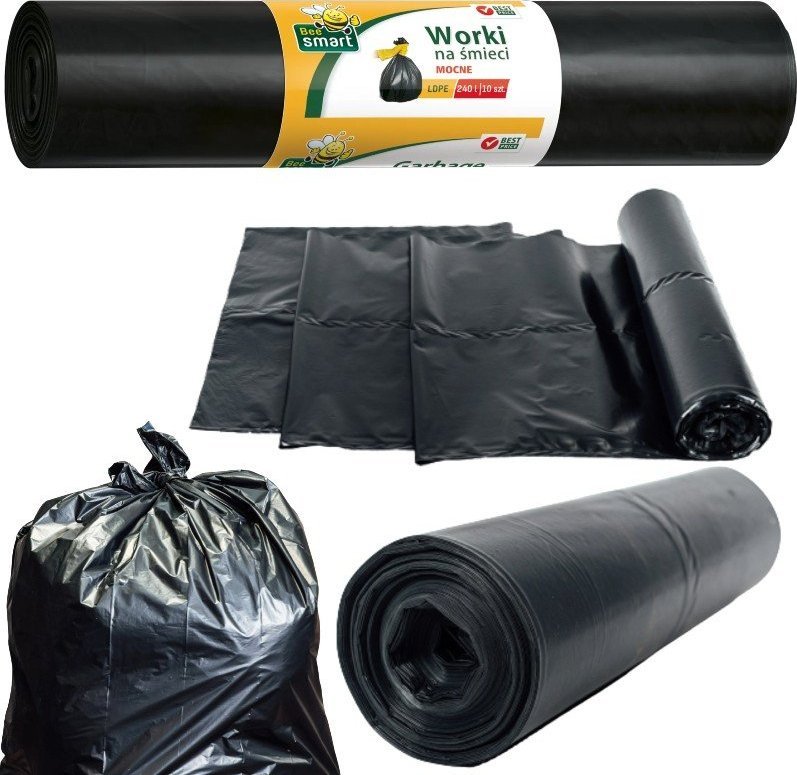 Bee SmartWorki na śmieci odpady MOCNE czarne 240l LDPE x10 Bee Smart