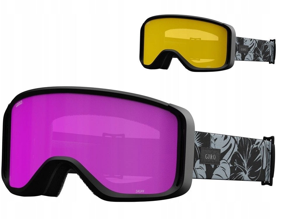 Gogle zimowe GIRO SAGEN BLACK & GREY BOTANICAL LX (szyba AMBER PINK 19-42% S2 + szyba YELLOW 00% S2) (NEW 2024/2025)