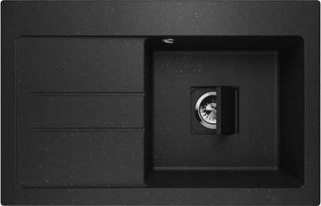 Zlewozmywak Lavello ZLEWOZMYWAK GRANITOWY LAVELLO QUBE 1.0 CZARNY POZŁACANY LEWY